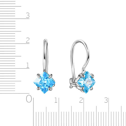 Серьги детские из серебра с фианитом