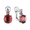 Серьги с английским замком из серебра с родолитами