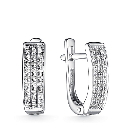 Серьги с английским замком из белого золота