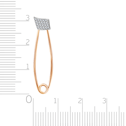 Булавка из красного золота с фианитом