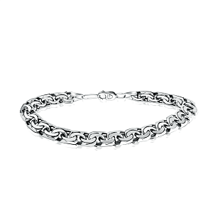 Браслет ручной работы из серебра, плетение бисмарк