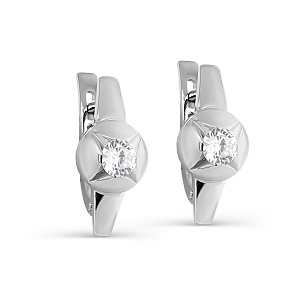 Серьги с английским замком из серебра с фианитами