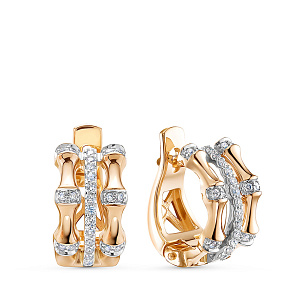 Серьги из красного золота с бриллиантом