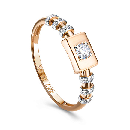 Кольцо из красного золота с бриллиантами