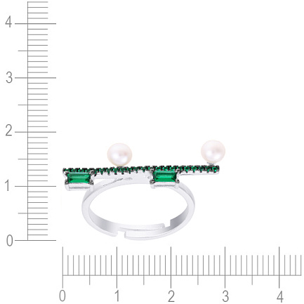 Кольцо из серебра с жемчугом, фианитом