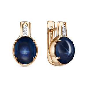 Серьги с английским замком из красного золота с бриллиантами