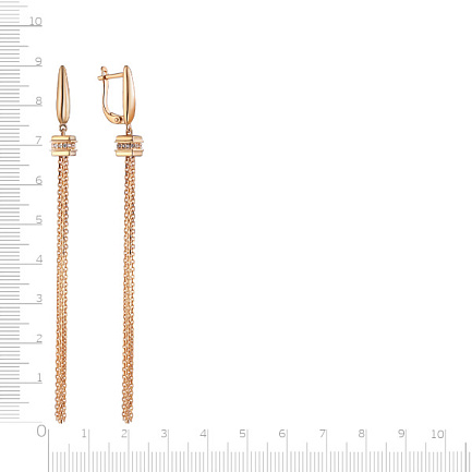 Серьги с английским замком из красного золота с фианитом, плетение якорное