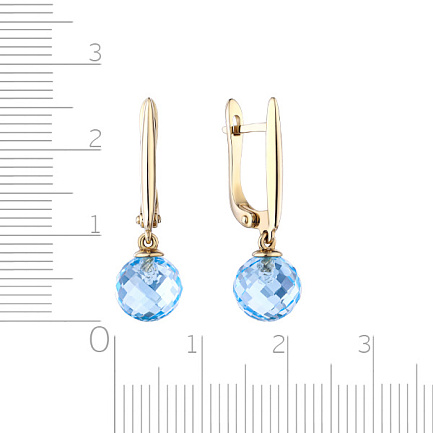 Серьги с английским замком из желтого золота с топазом