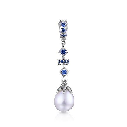 Подвеска из белого золота с бриллиантами, жемчугом