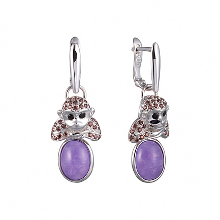 Серьги с английским замком из серебра с фианитом