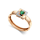 Кольцо из красного золота с бриллиантами, изумрудом