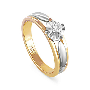 Кольцо из желтого золота с бриллиантом