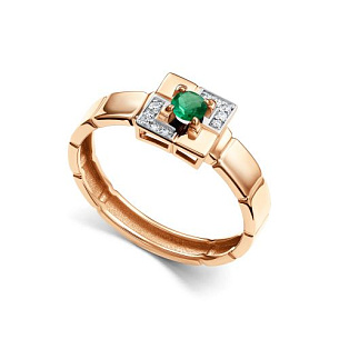 Кольцо из красного золота с бриллиантом