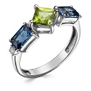 Кольцо из белого золота с бриллиантами, топазами