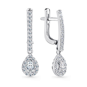 Серьги с английским замком из белого золота с бриллиантом