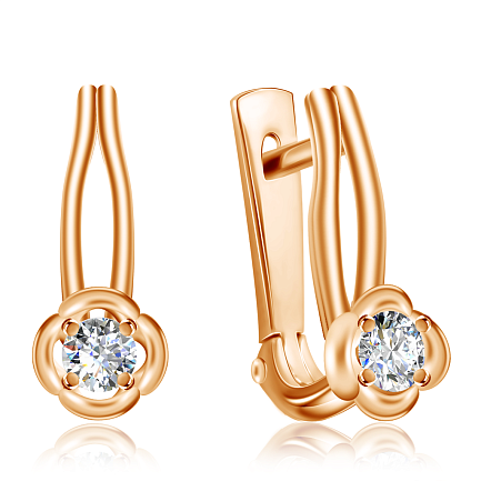 Серьги из красного золота с фианитом