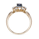 Кольцо из красного золота с бриллиантами, сапфиром