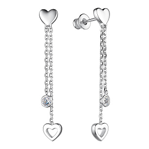 Серьги Пусеты из серебра с фианитами