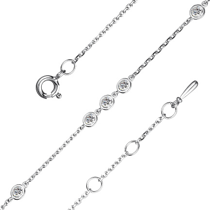 Браслет декоративный из серебра с фианитами