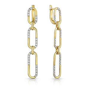 Серьги с английским замком из желтого золота с бриллиантами