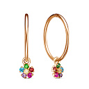 Серьги детские из красного золота с фианитом