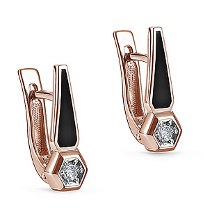 Серьги с английским замком из красного золота с бриллиантами