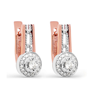 Серьги с английским замком из красного золота с бриллиантами