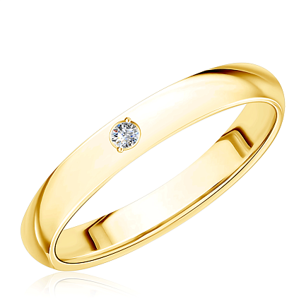 Кольцо обручальное из золота с бриллиантом