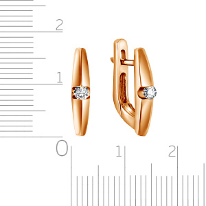 Серьги с английским замком из красного золота с бриллиантами