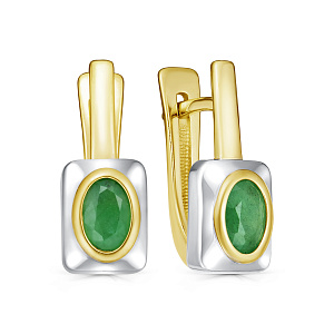 Серьги с английским замком из серебра с изумрудами