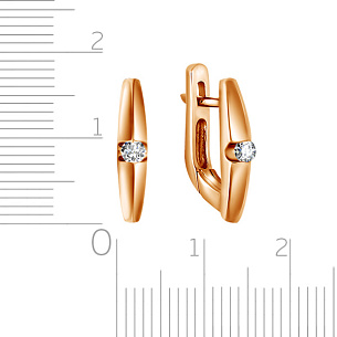 Серьги с английским замком из красного золота с бриллиантом