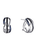 Серьги из белого золота с бриллиантами, сапфирами