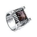 Кольцо из серебра с раухтопазом, фианитами