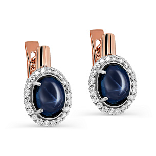 Серьги с английским замком из красного золота с сапфиром