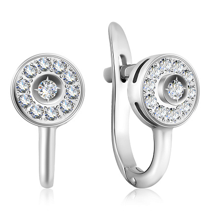 Серьги с английским замком из белого золота с бриллиантами