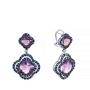 Серьги из белого золота с бриллиантами, аметистами