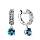 Серьги из серебра с топазами, фианитами