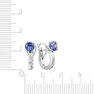 Серьги с английским замком из белого золота с танзанитом