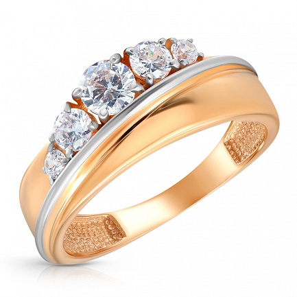 Кольцо из красного золота с фианитом