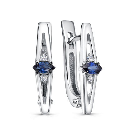 Серьги с английским замком из белого золота с бриллиантами