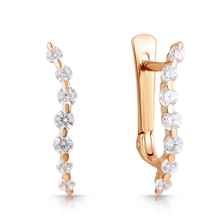 Серьги из красного золота с фианитом