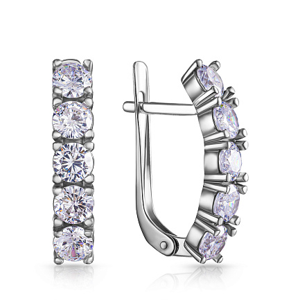 Серьги с английским замком из серебра с фианитом