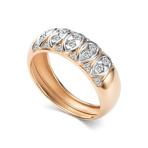 Кольцо из красного золота с бриллиантом