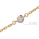 Браслет на ногу декоративный из желтого золота с фианитом, плетение якорное