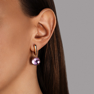 Серьги с английским замком из красного золота с аметистами