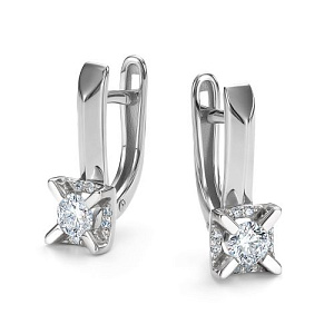 Серьги с английским замком из белого золота