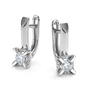 Серьги с английским замком из белого золота