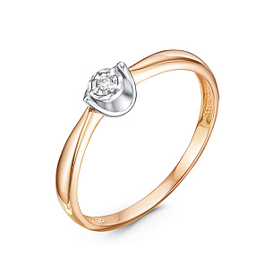 Кольцо из красного золота с бриллиантом