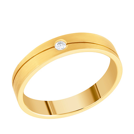 Кольцо обручальное из желтого золота с бриллиантом