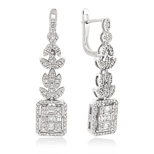 Серьги из белого золота с бриллиантом